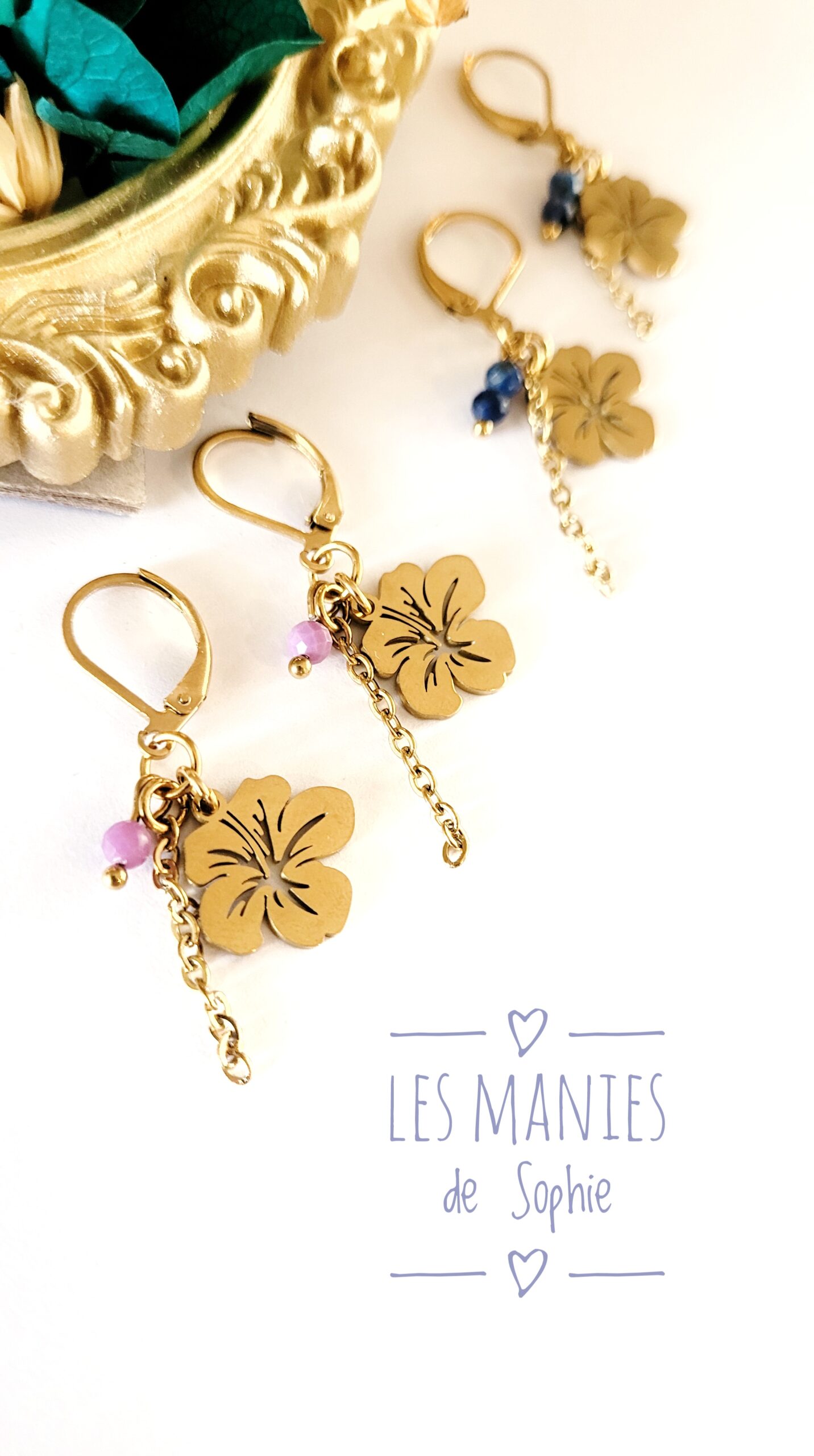 Boucles d'oreilles Hibiscus