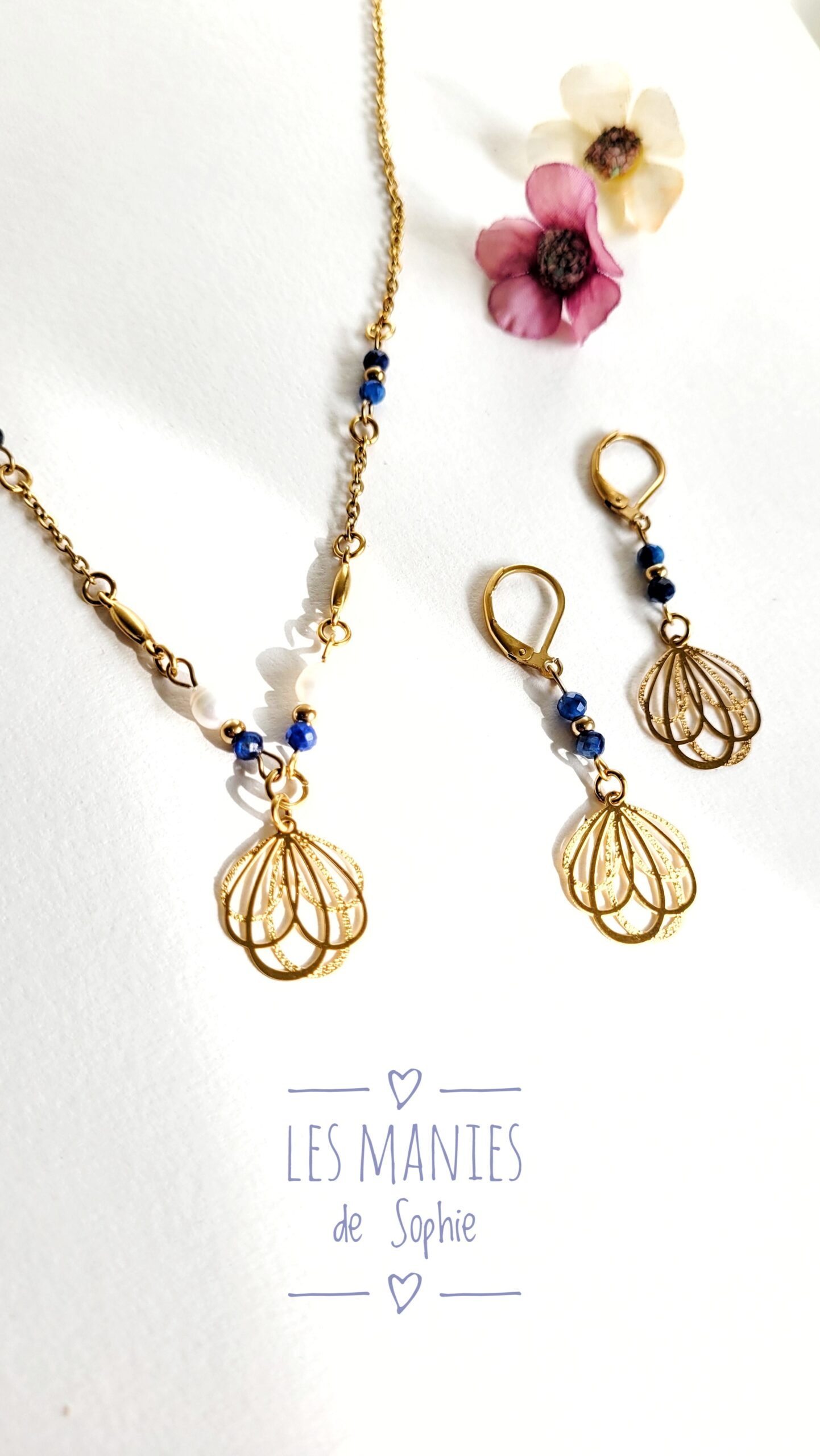 Parure Fleur de Lotus (cyanite)