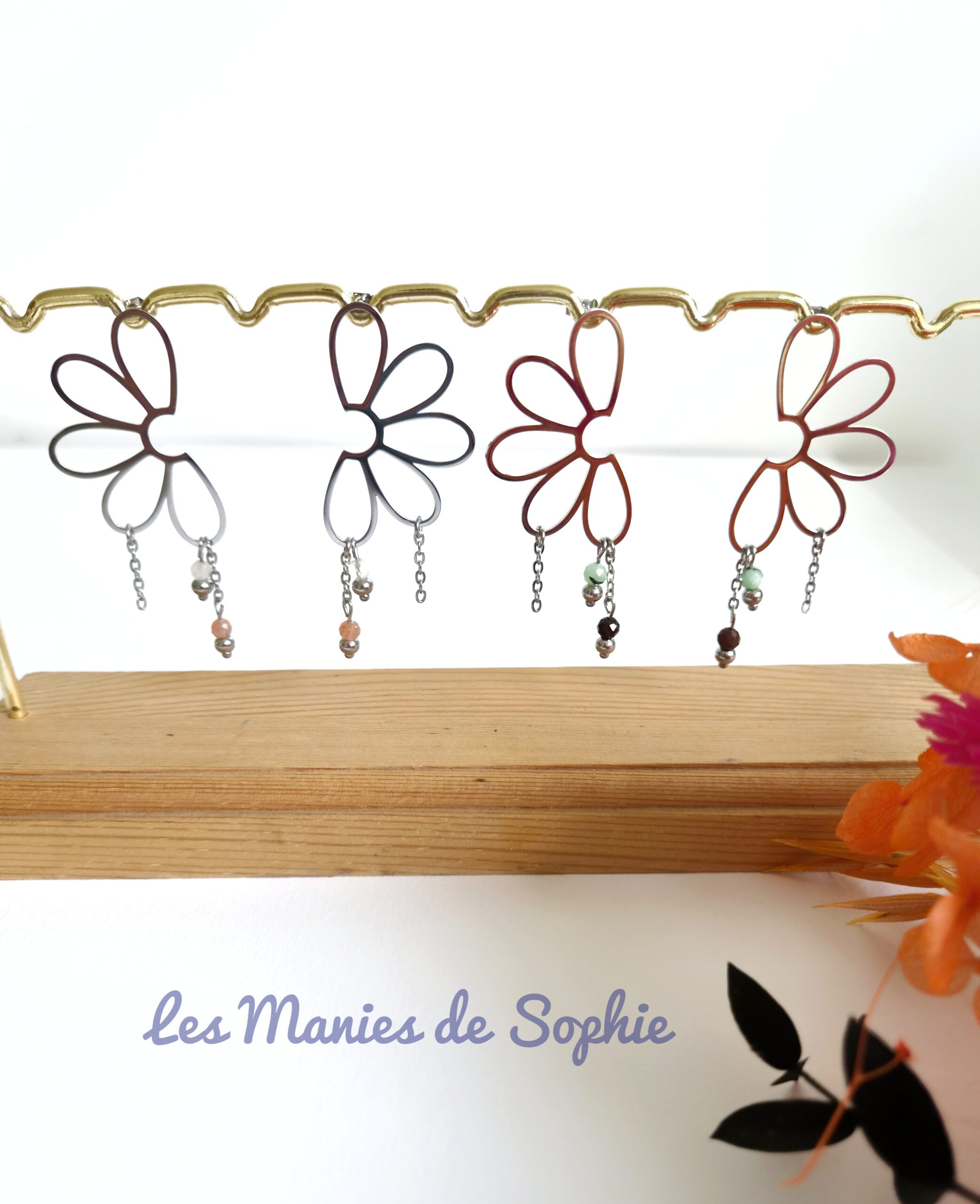 Boucles d'oreilles Rosalie (argenté)