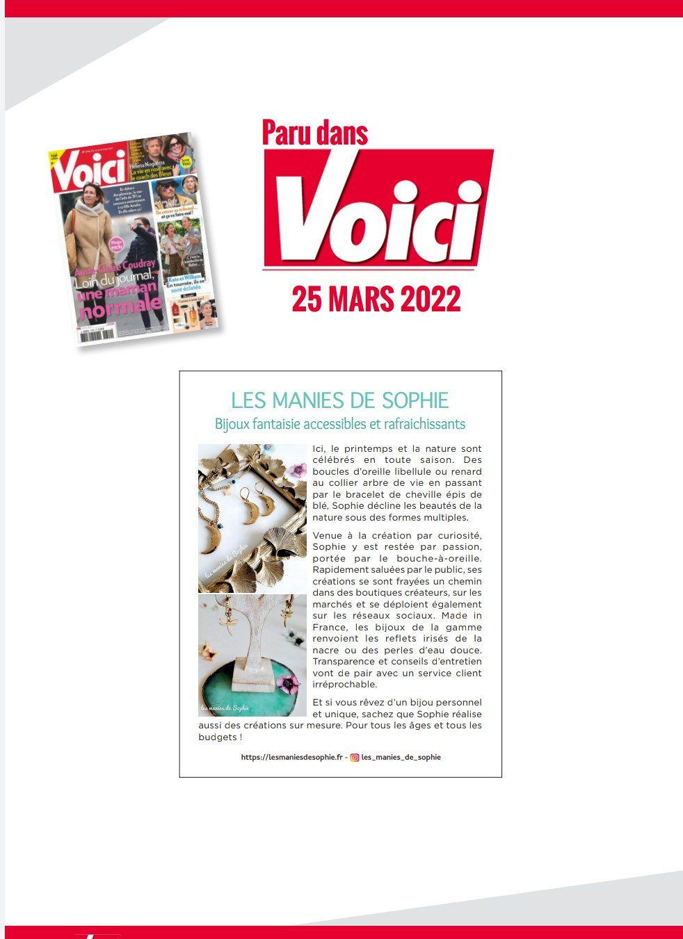 You are currently viewing Les manies de Sophie dans le magazine Voici!